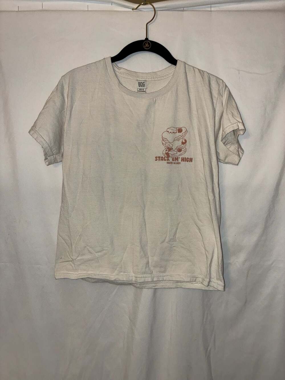 BDG Urban Outfitters White Stack Em High Pancake Graphic Tee Size XS-S